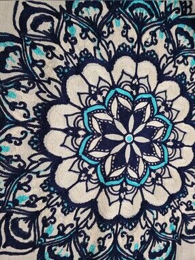 Kim Seybert Embroidered Mandala Pillow Cover Coastal Boho Ethereal Intricate